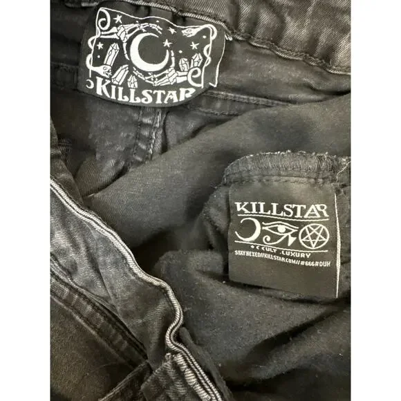 Kill star Black jeans goth tech zipper jogger thrashed punk grunge 24x30 emo - Picture 3 of 8